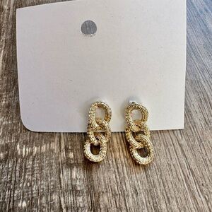 Chic Gold Link Earrings encrusted with pave crystals